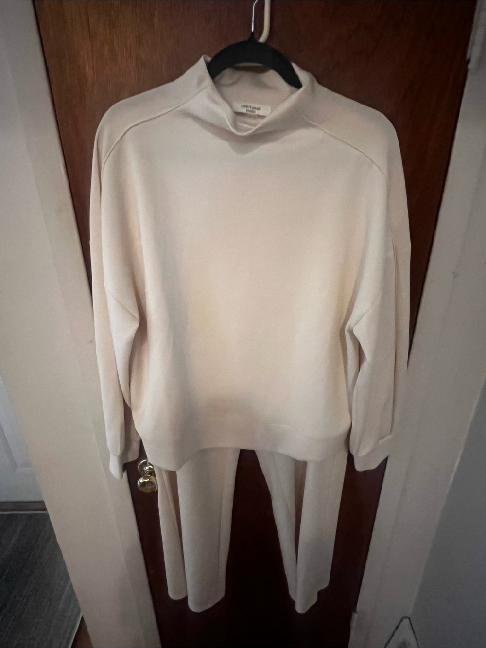 Cable & Gauge Studio Cream Soft Lounge Set Top Pants XL